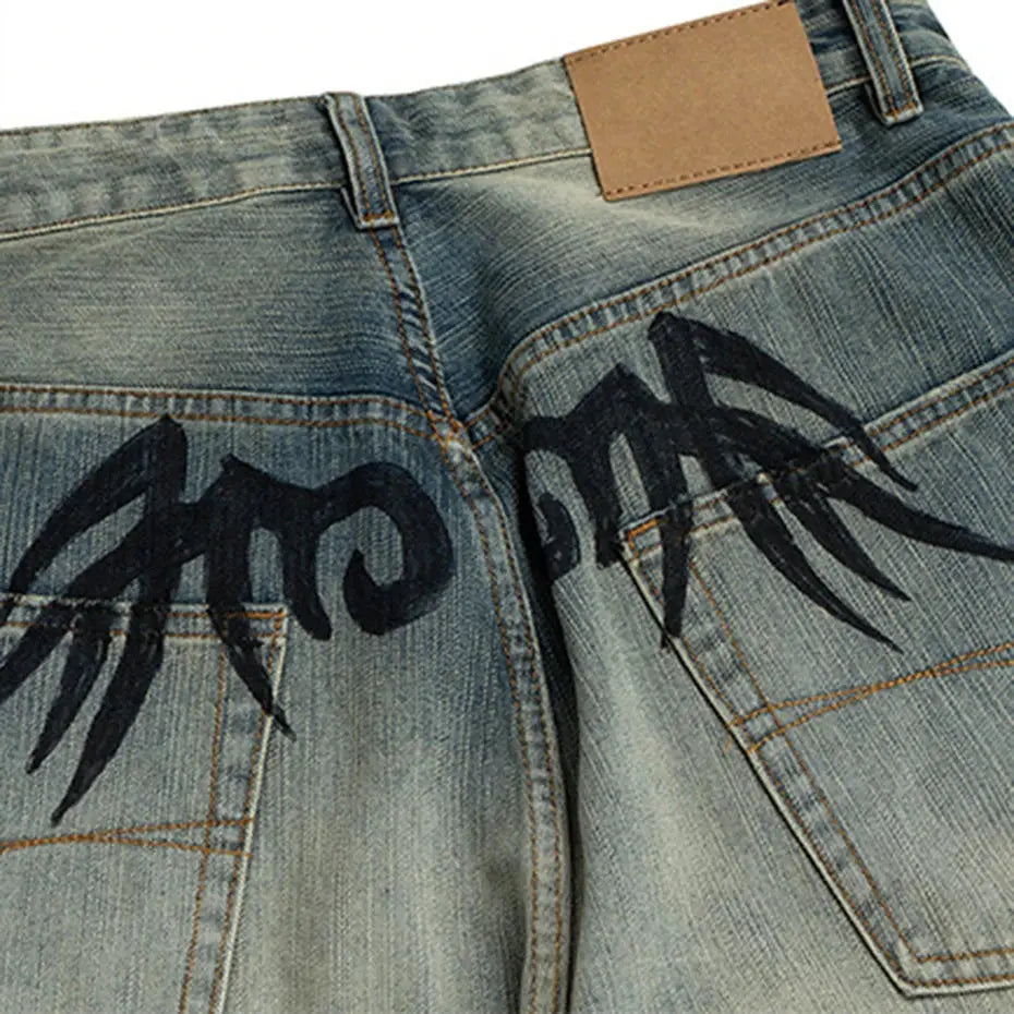 Vintage Baggy Jeans Men's Streetwear Harajuku Hip Hop Jeans Retro Blue Loose Straight Denim Pants Hominus Denim