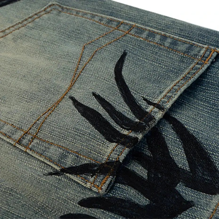 Vintage Baggy Jeans Men's Streetwear Harajuku Hip Hop Jeans Retro Blue Loose Straight Denim Pants Hominus Denim