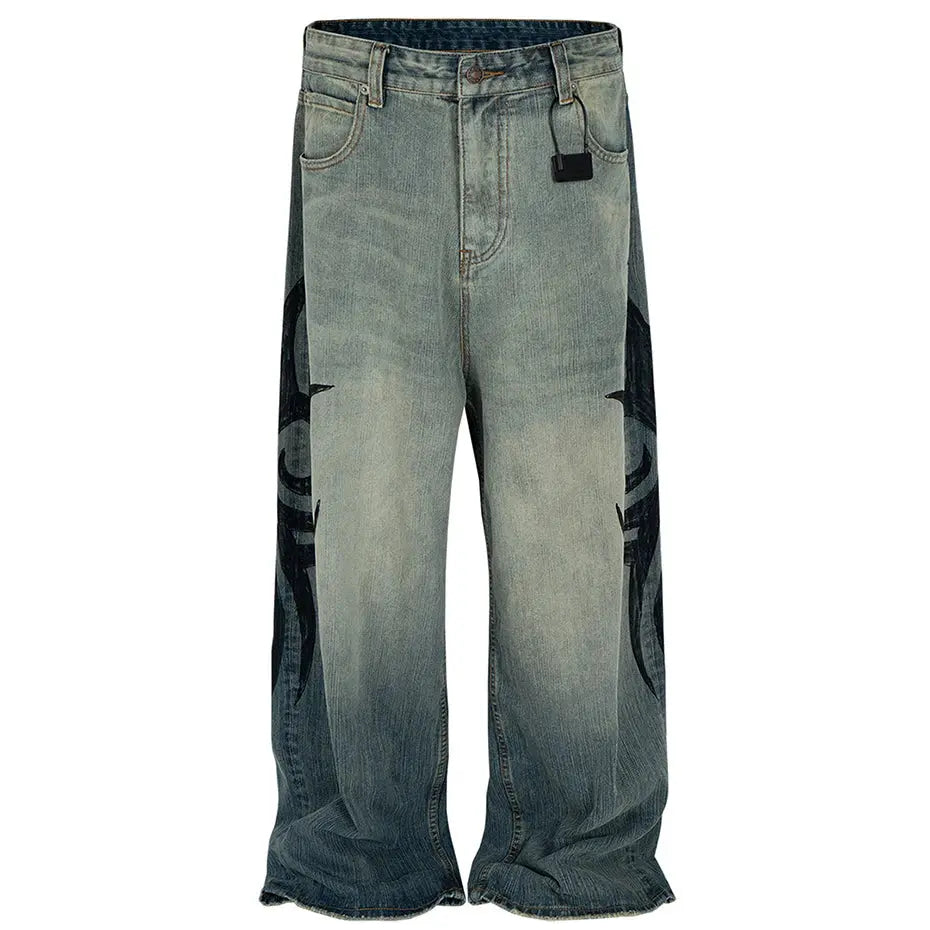 Vintage Baggy Jeans Men's Streetwear Harajuku Hip Hop Jeans Retro Blue Loose Straight Denim Pants Hominus Denim