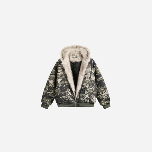 Vintage Camouflage Inside Fur Hooded Jacket Hominus Denim