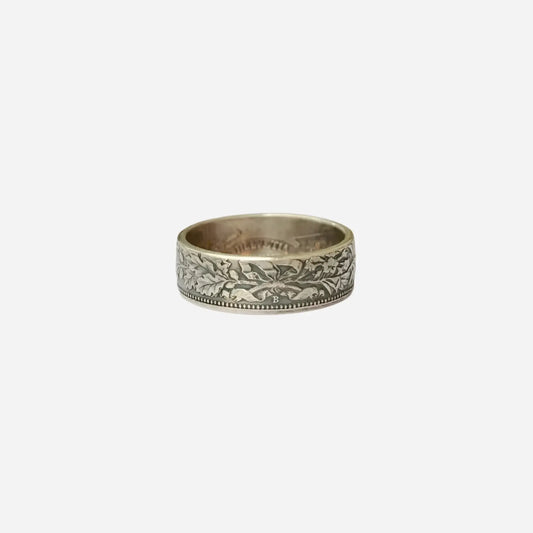 Vintage Gothic Flower Pattern Silver Ring Hominus Denim