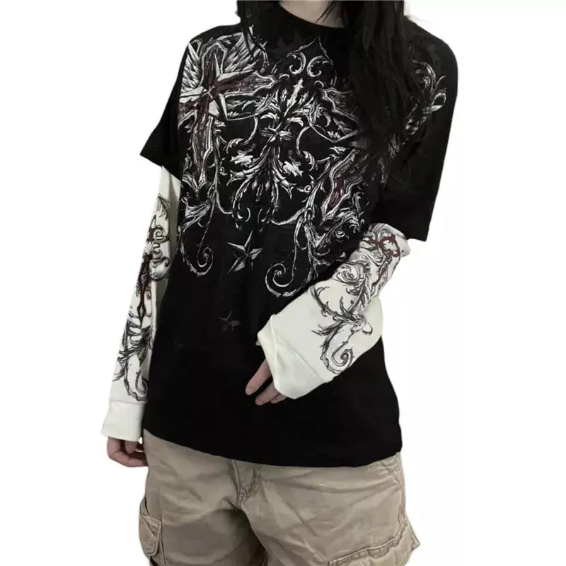 Vintage Gothic Long Sleeve Top