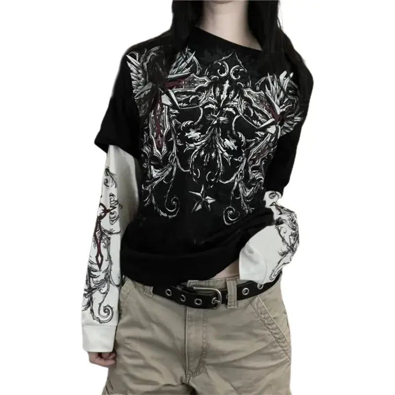Vintage Gothic Long Sleeve Top