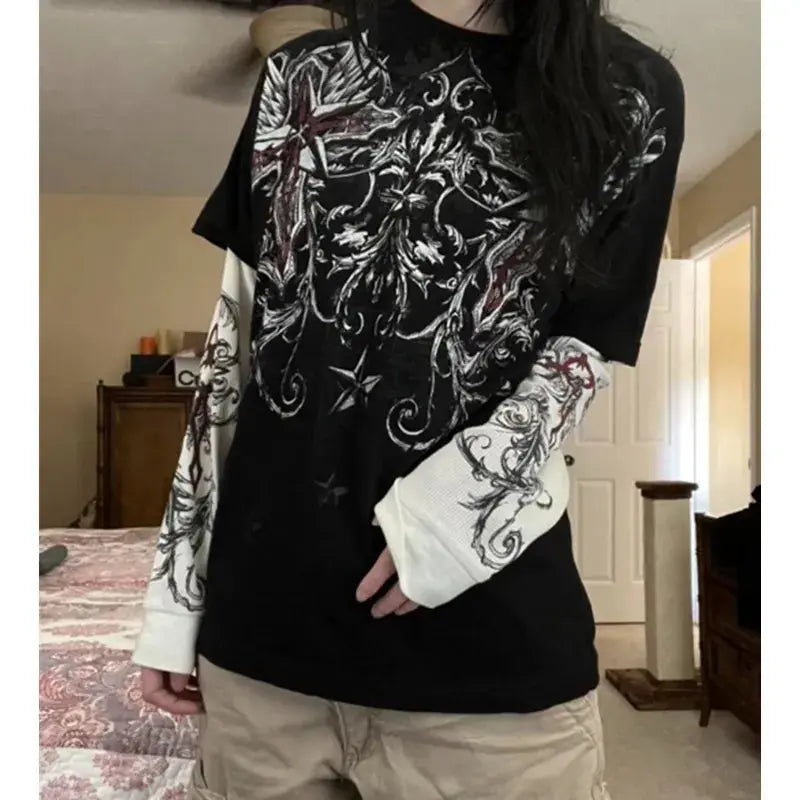 Vintage Gothic Long Sleeve Top