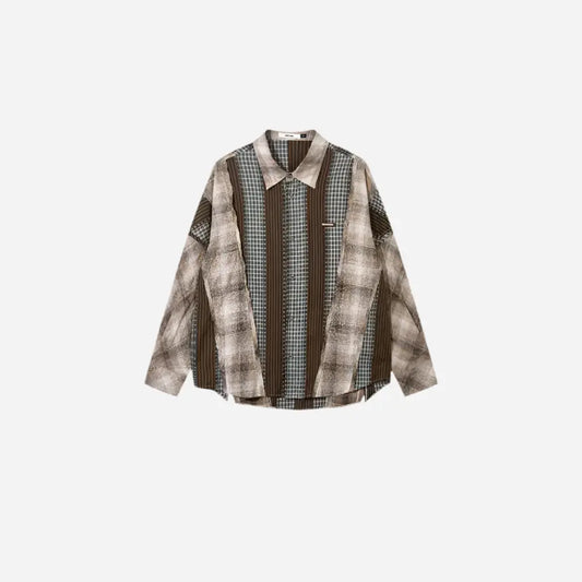 Vintage Grunge Patchwork Flannel Long Sleeve Shirt Hominus Denim