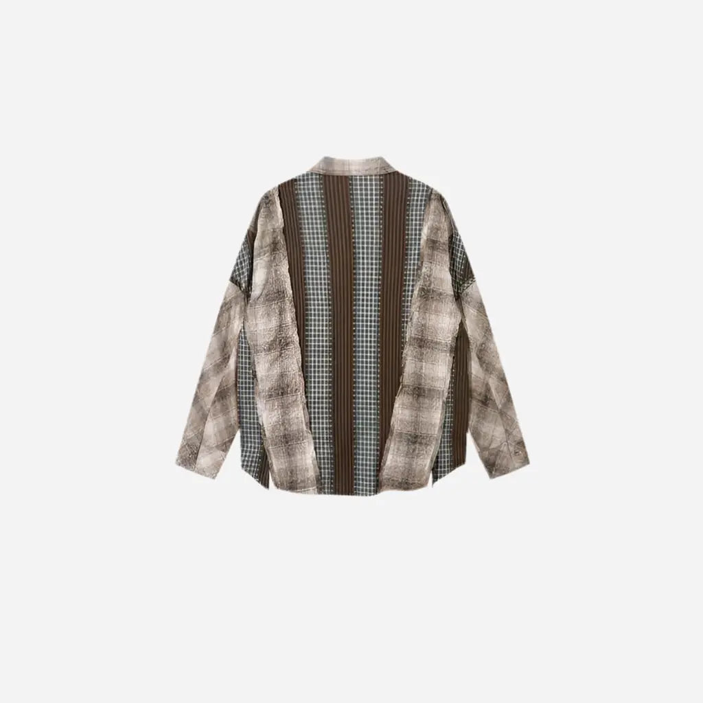 Vintage Grunge Patchwork Flannel Long Sleeve Shirt Hominus Denim