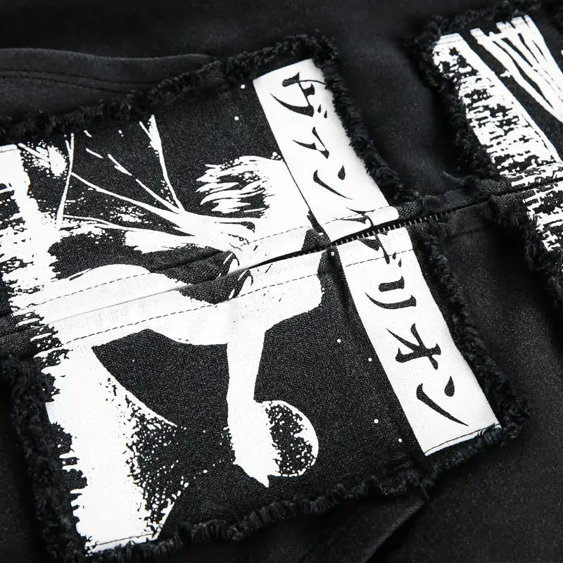 Vintage Hooded Jacket Y2K Embroidered Japanese Style Patch Zipper Hoodie Sweatshirt Streetwear Hip Hop Punk Gothic Baggy Hoodies Hominus Denim