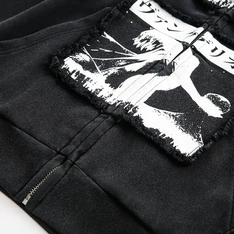 Vintage Hooded Jacket Y2K Embroidered Japanese Style Patch Zipper Hoodie Sweatshirt Streetwear Hip Hop Punk Gothic Baggy Hoodies Hominus Denim