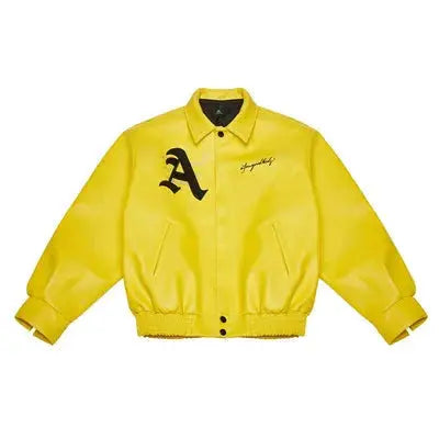 Vintage Motorcycle Embroidered Leather Bomber Jacket - Hominus Denim