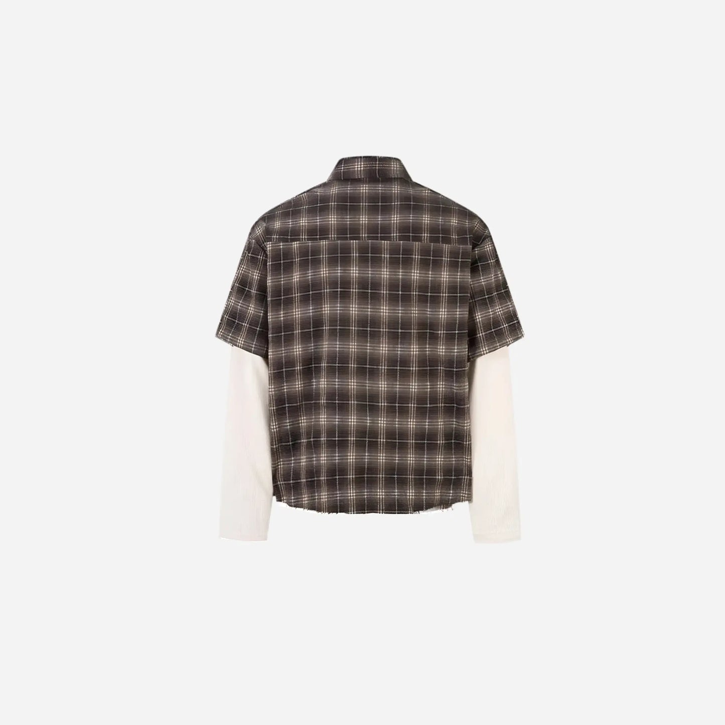 Vintage Plaid Shirts Fake Two Piece Loose Long Sleeve Shirts Button Up Blouse Streetwear Harajuku Hip Hop Shirts Hominus Denim