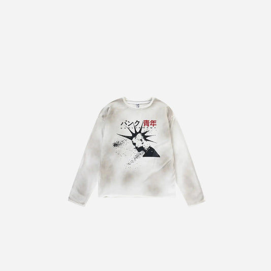 Vintage Punk Washed Printed Long-sleeve Tee Hominus Denim