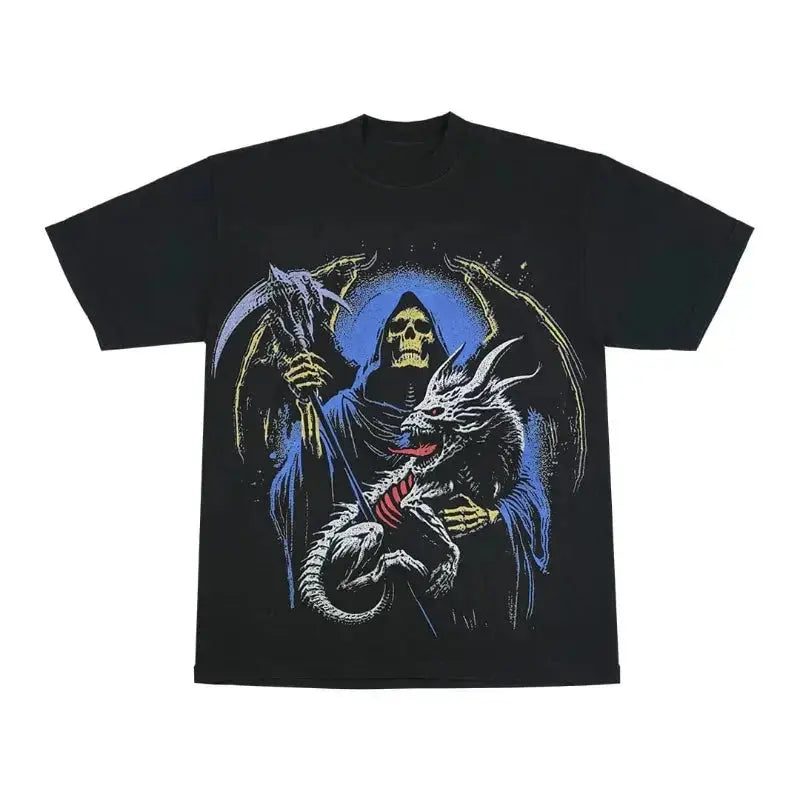 Vintage Retro Reaper Printed Design Tee Hominus Denim