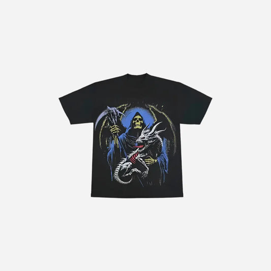 Vintage Retro Reaper Printed Design Tee Hominus Denim