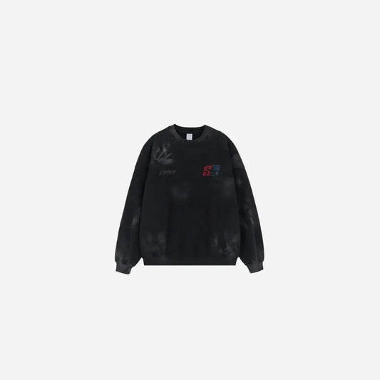 Vintage Retro Washed Printed Padded Sweater Hominus Denim