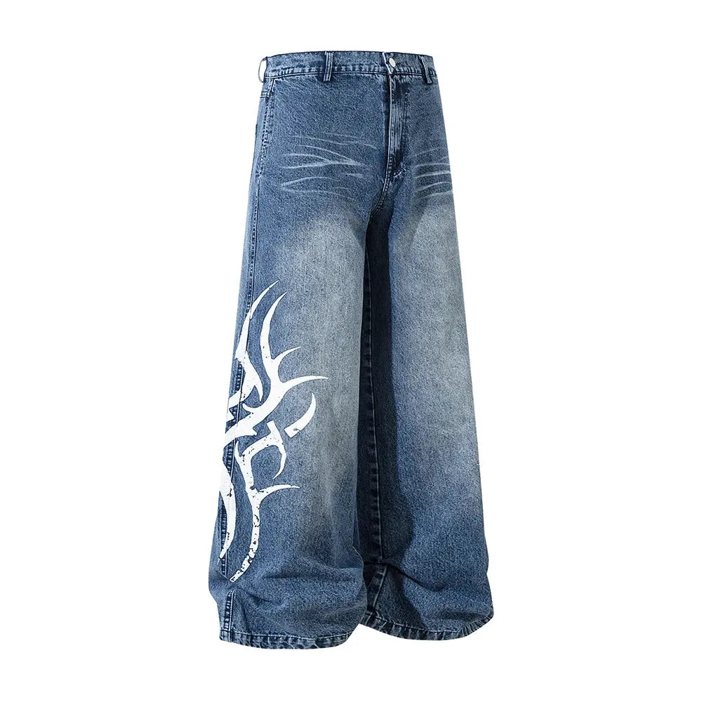 Vintage Streetwear Washed Blue Jeans Pants Mens and Womens Straight Baggy Casual Denim Trousers Oversized Loose Cargos Hominus Denim