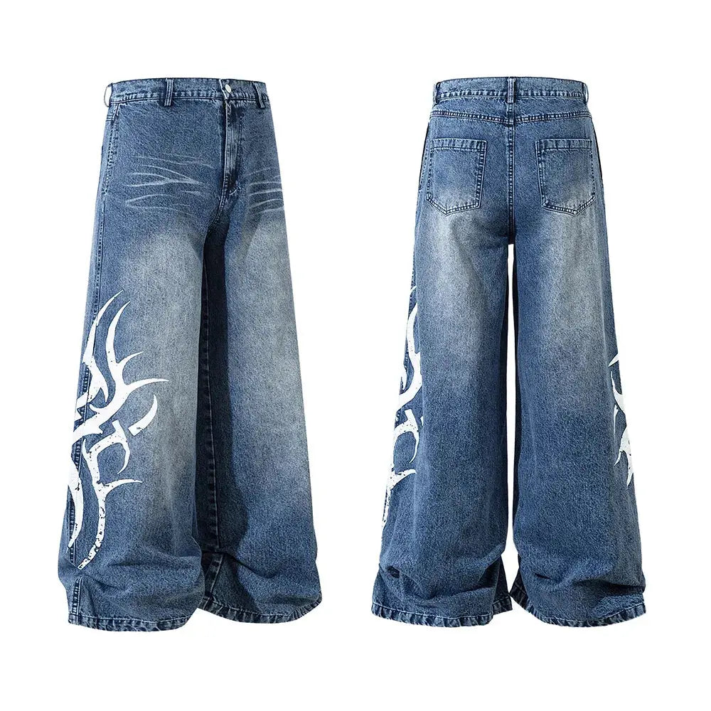 Vintage Streetwear Washed Blue Jeans Pants Mens and Womens Straight Baggy Casual Denim Trousers Oversized Loose Cargos Hominus Denim