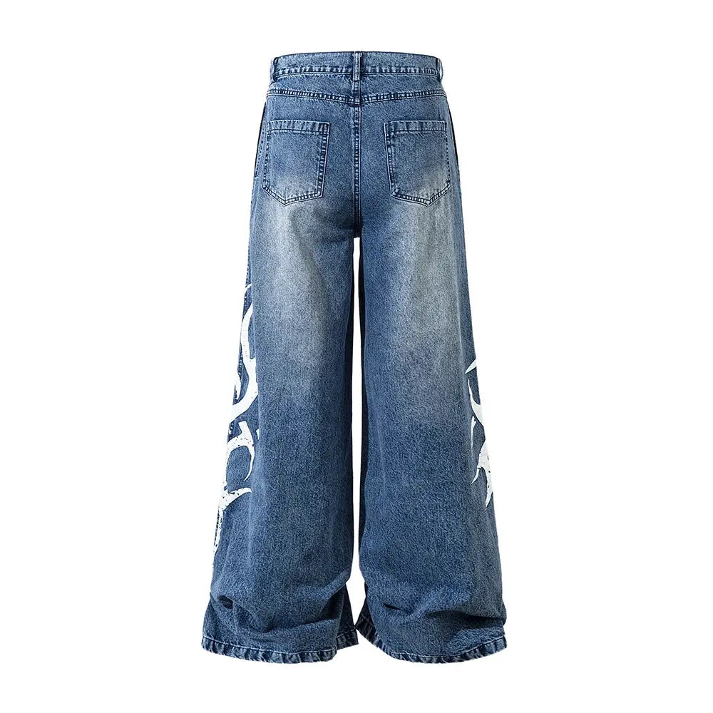 Vintage Streetwear Washed Blue Jeans Pants Mens and Womens Straight Baggy Casual Denim Trousers Oversized Loose Cargos Hominus Denim