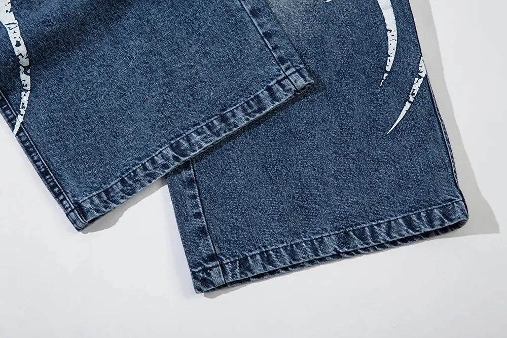 Vintage Streetwear Washed Blue Jeans Pants Mens and Womens Straight Baggy Casual Denim Trousers Oversized Loose Cargos Hominus Denim