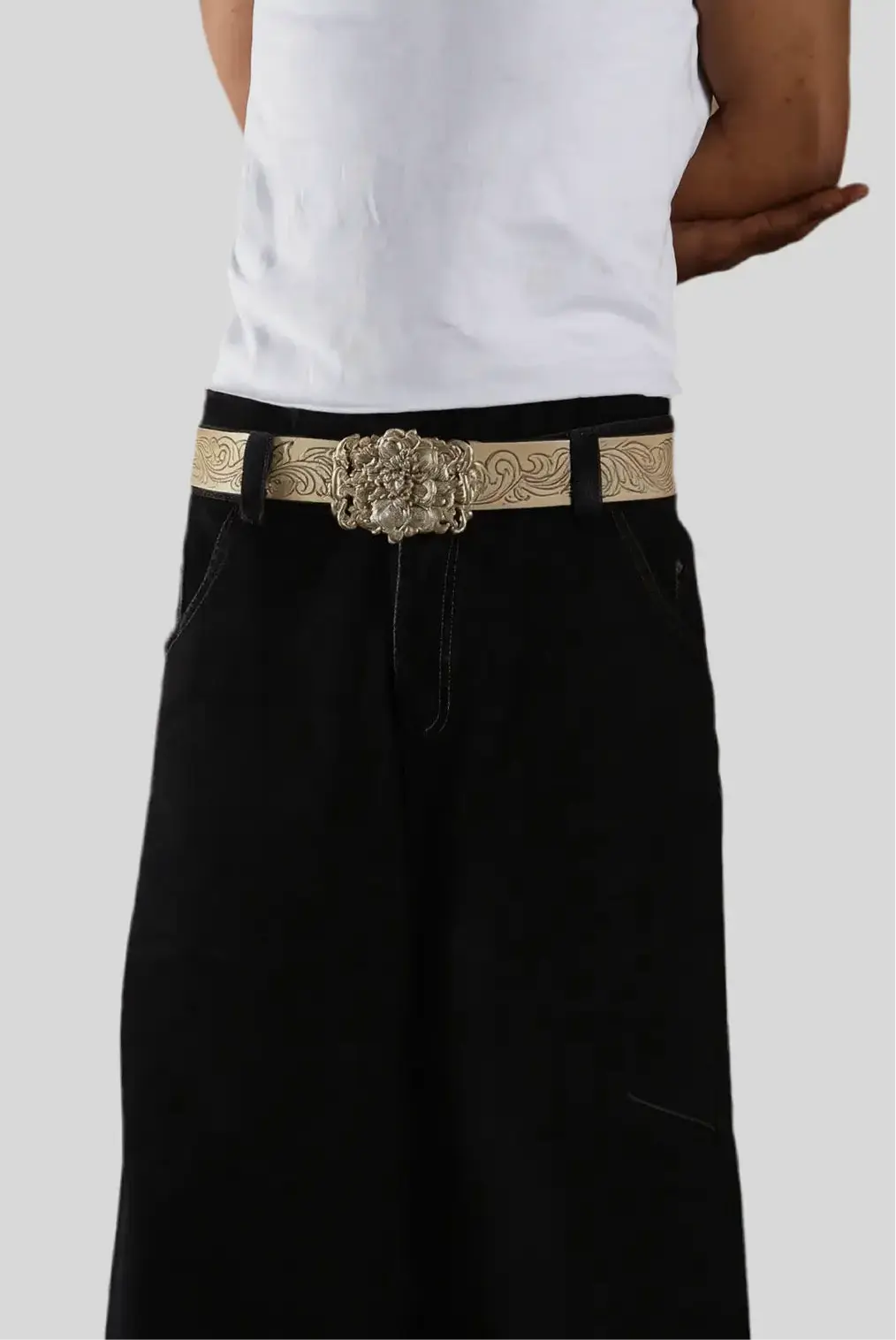 Vintage Style Flower Buckle Belt Hominus Denim