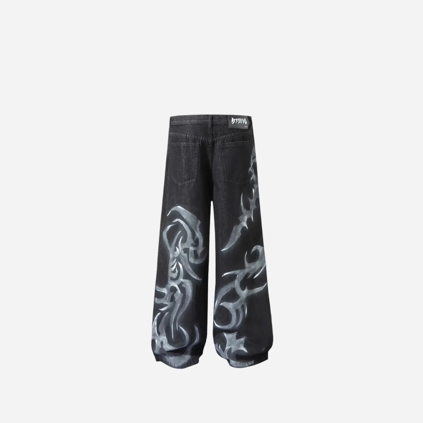 Vintage Tribal Graffiti Printed Baggy Jean Hominus Denim