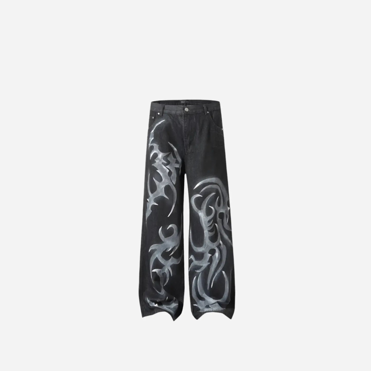 Vintage Tribal Graffiti Printed Baggy Jean Hominus Denim