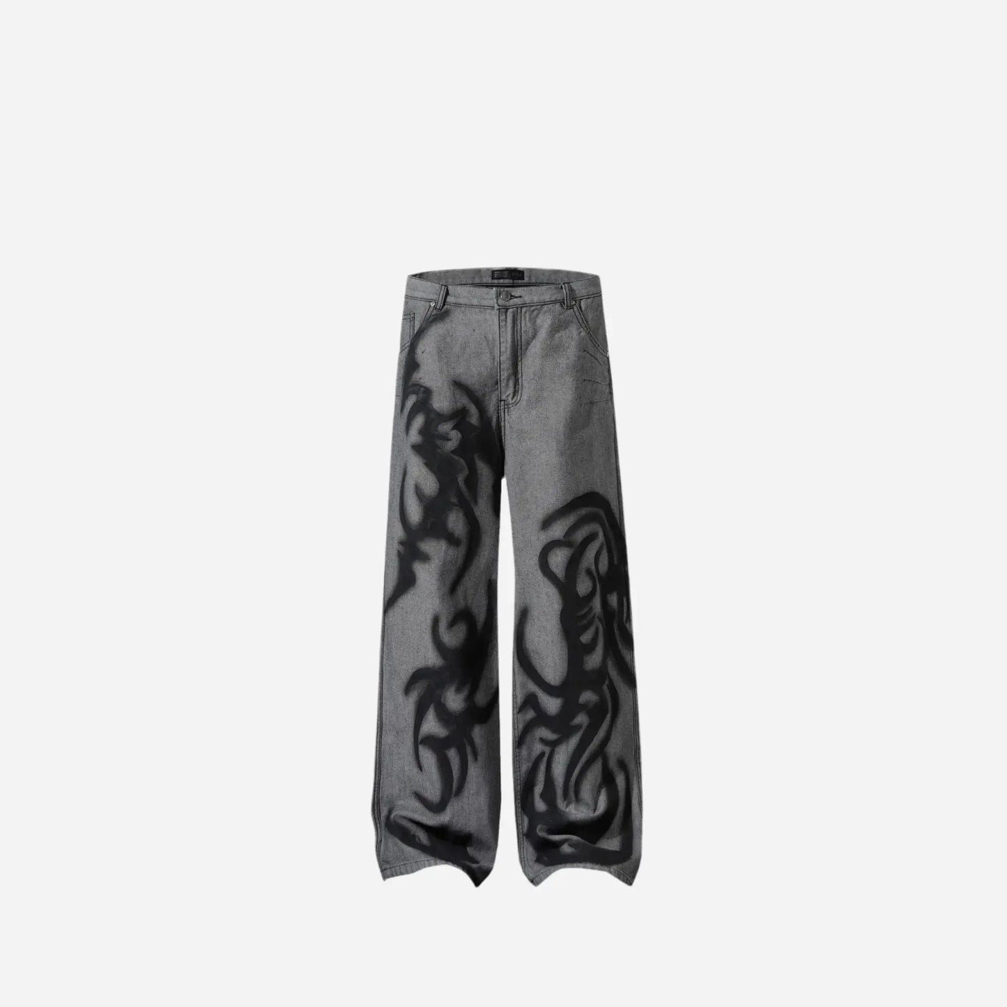 Vintage Tribal Graffiti Printed Baggy Jean Hominus Denim