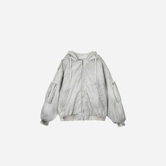 Vintage Washed Dirty Layered Hooded Jacket Hominus Denim