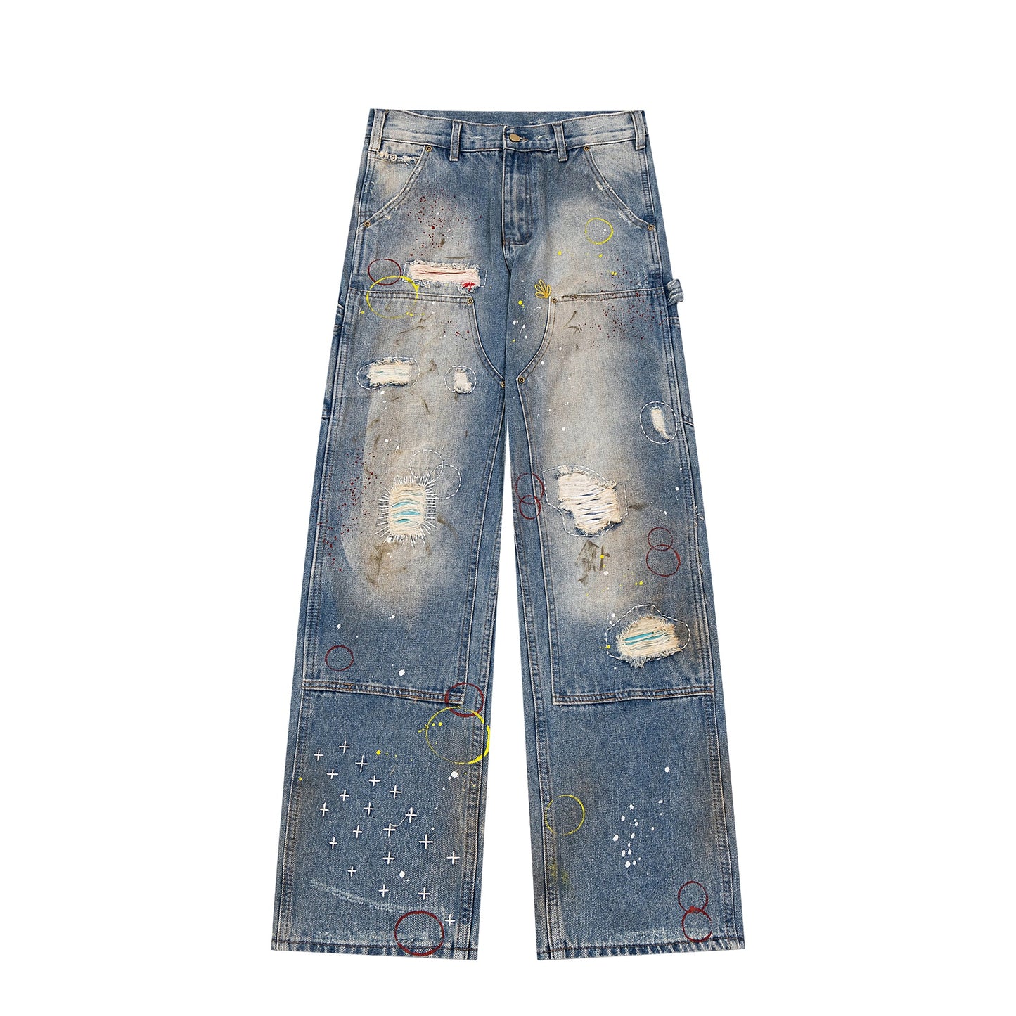 Vintage Washed Grunge Painted Baggy Jean - Hominus Denim