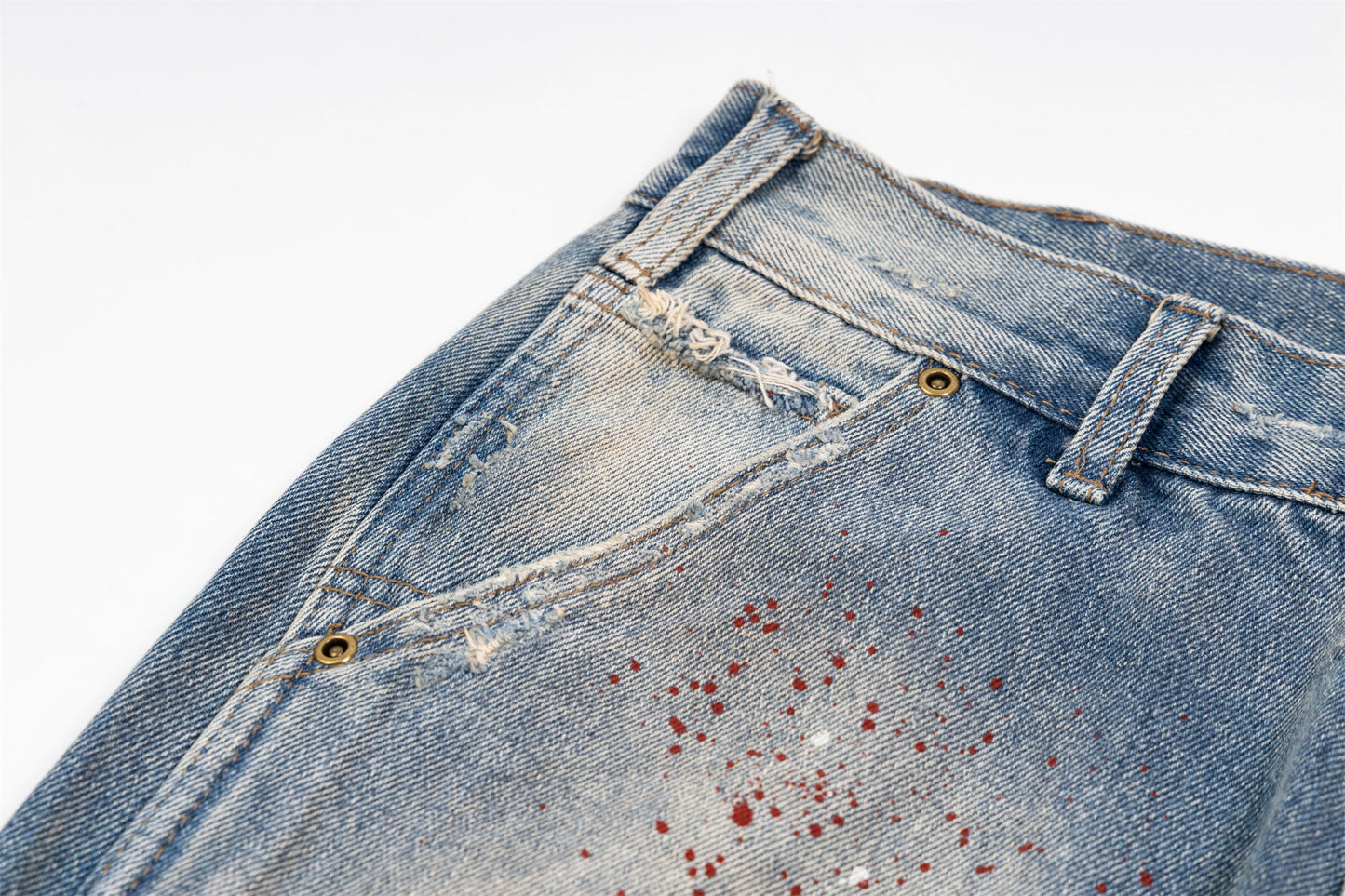 Vintage Washed Grunge Painted Baggy Jean - Hominus Denim
