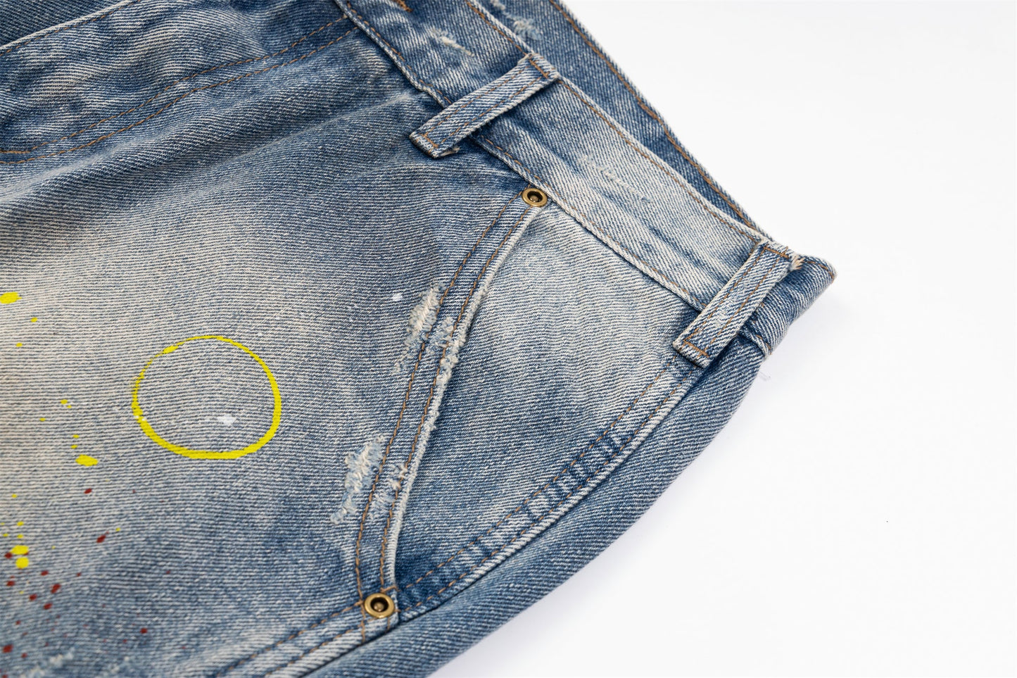 Vintage Washed Grunge Painted Baggy Jean - Hominus Denim