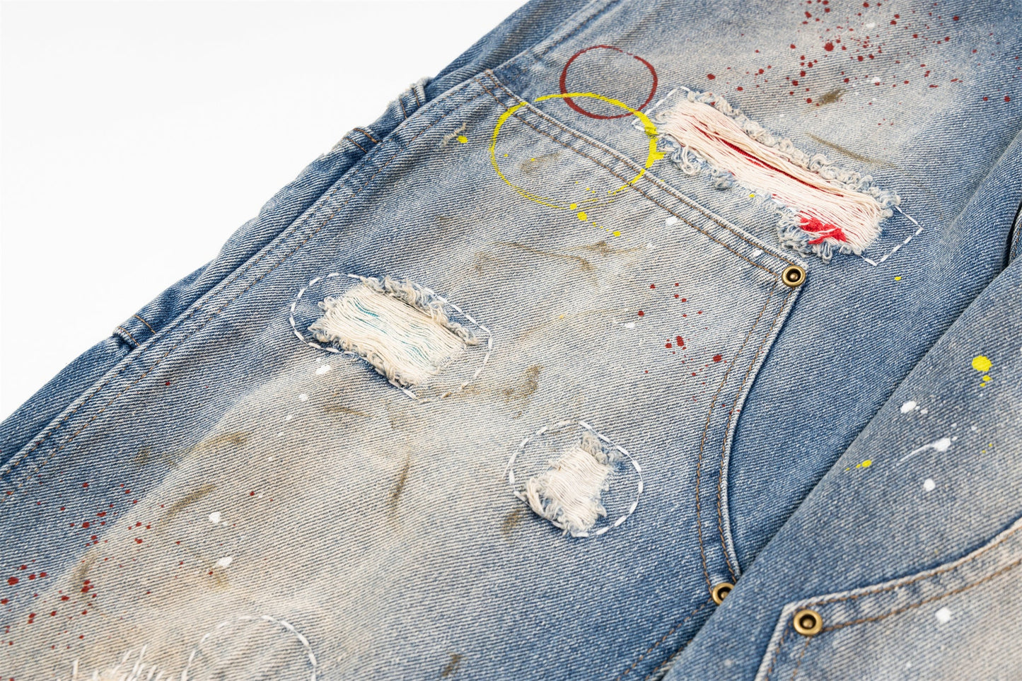 Vintage Washed Grunge Painted Baggy Jean - Hominus Denim