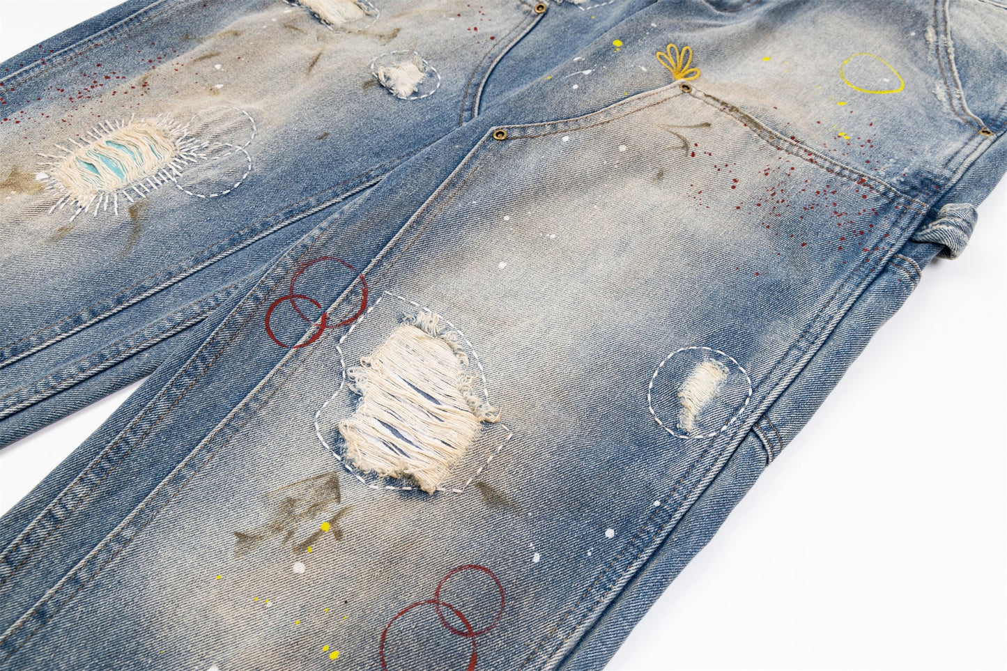 Vintage Washed Grunge Painted Baggy Jean - Hominus Denim