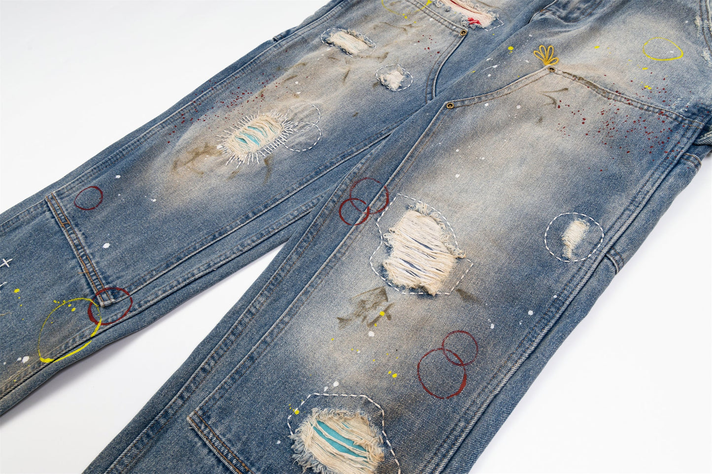 Vintage Washed Grunge Painted Baggy Jean - Hominus Denim