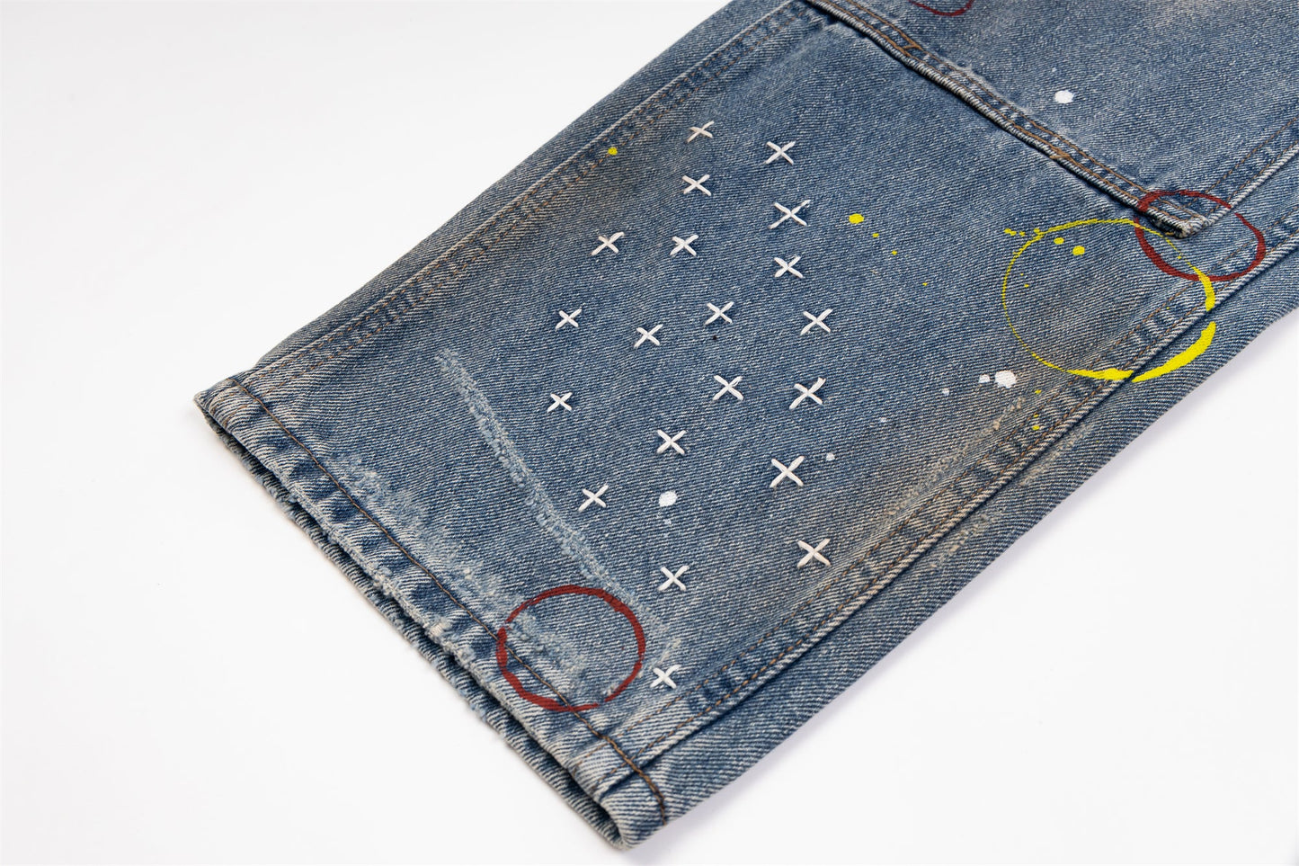 Vintage Washed Grunge Painted Baggy Jean - Hominus Denim