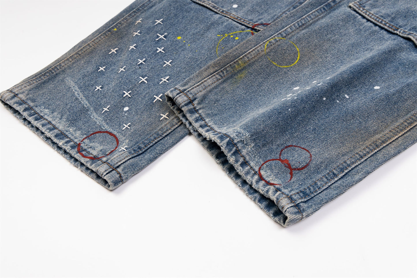 Vintage Washed Grunge Painted Baggy Jean - Hominus Denim