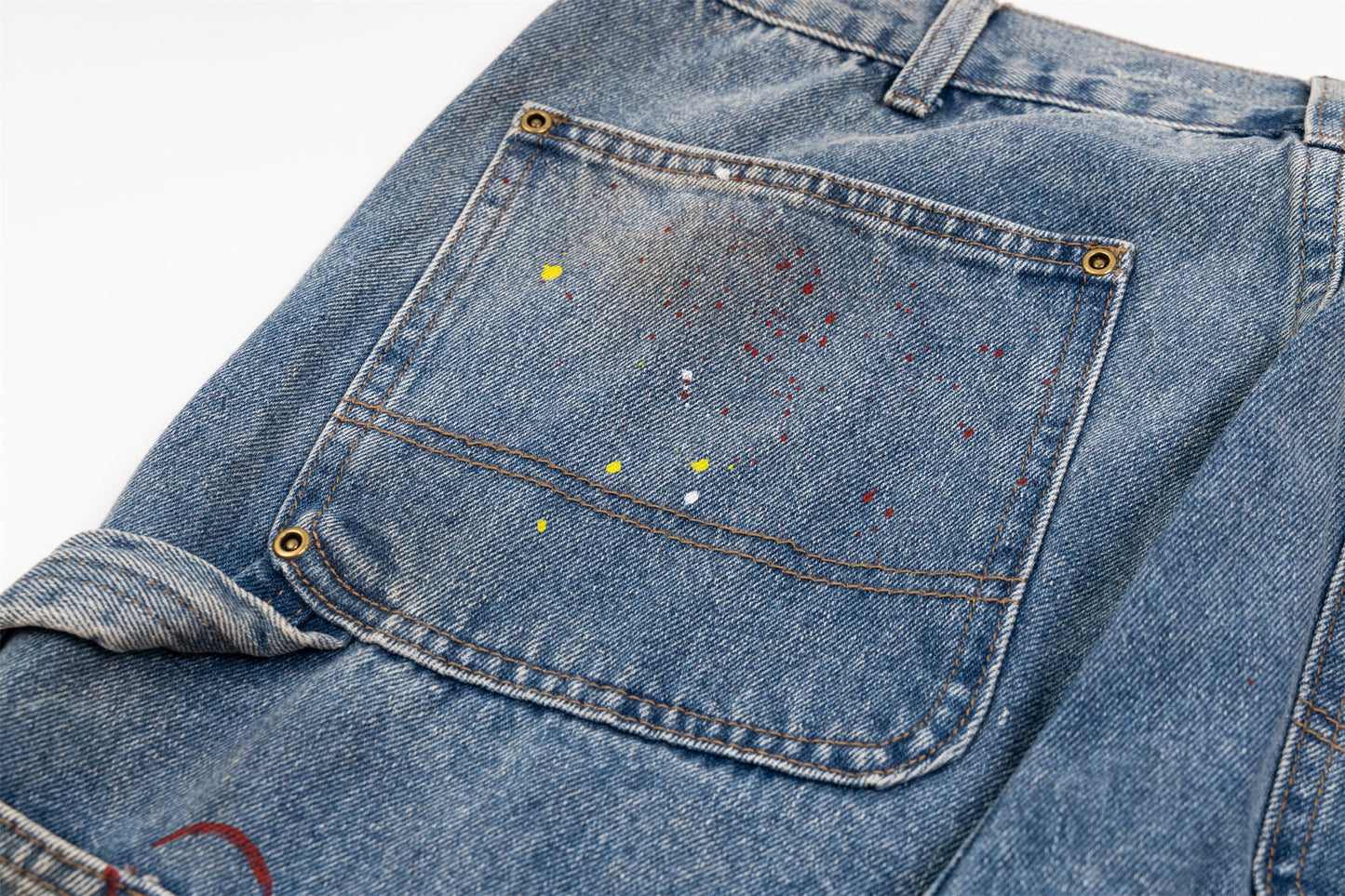 Vintage Washed Grunge Painted Baggy Jean - Hominus Denim