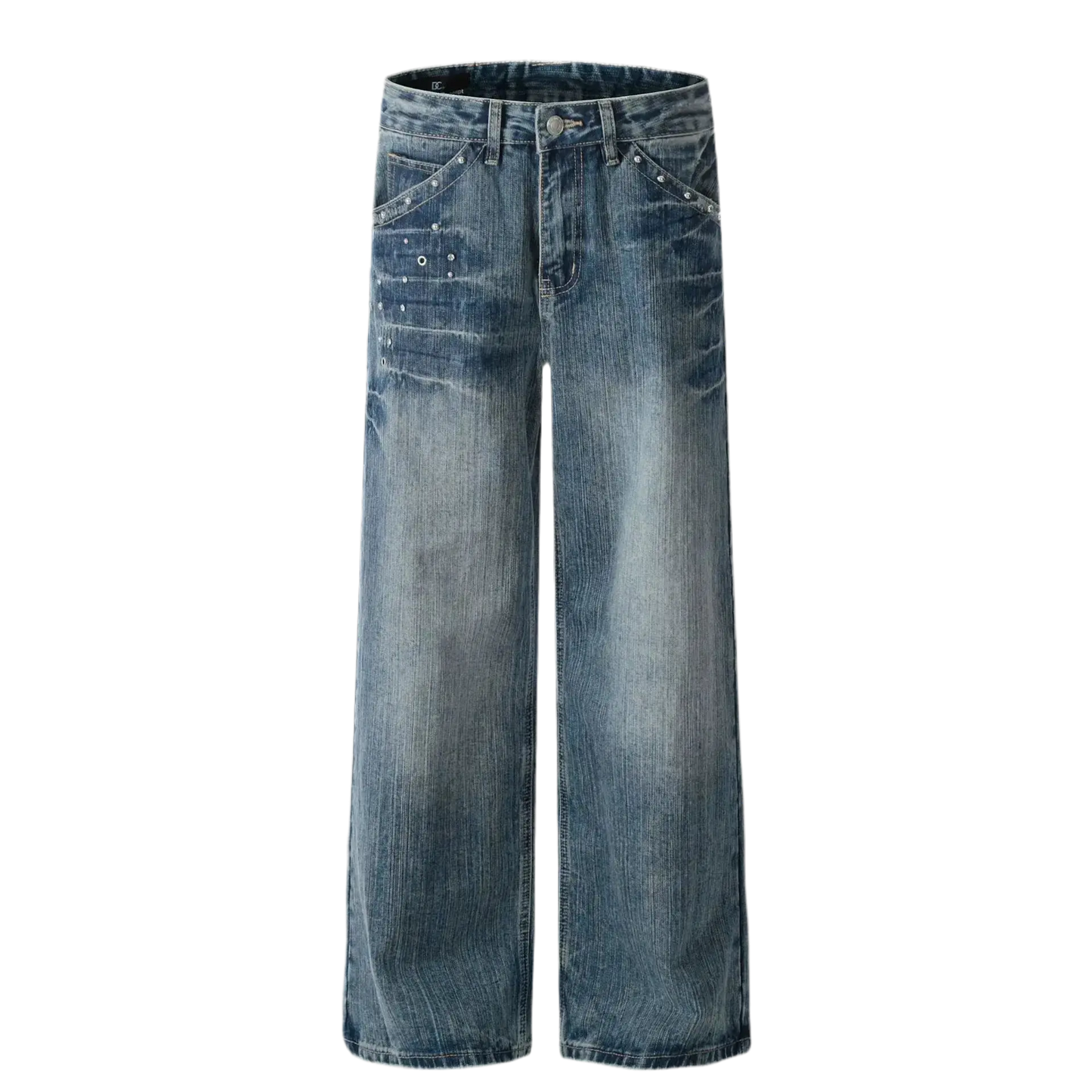 Vintage Washed Rhinestone Baggy Jeans Hominus Denim