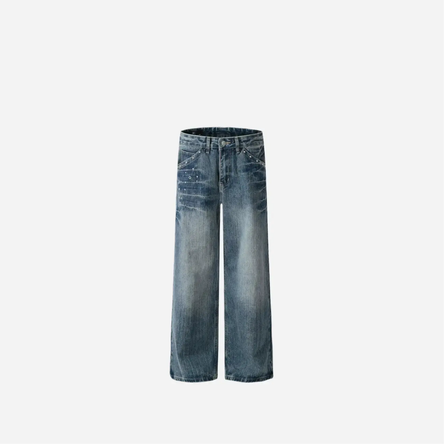 Vintage Washed Rhinestone Baggy Jeans Hominus Denim
