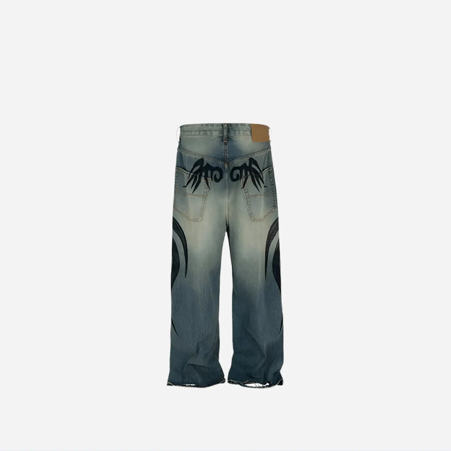 Vintage Washed Tribal Printed Baggy Jeans Hominus Denim