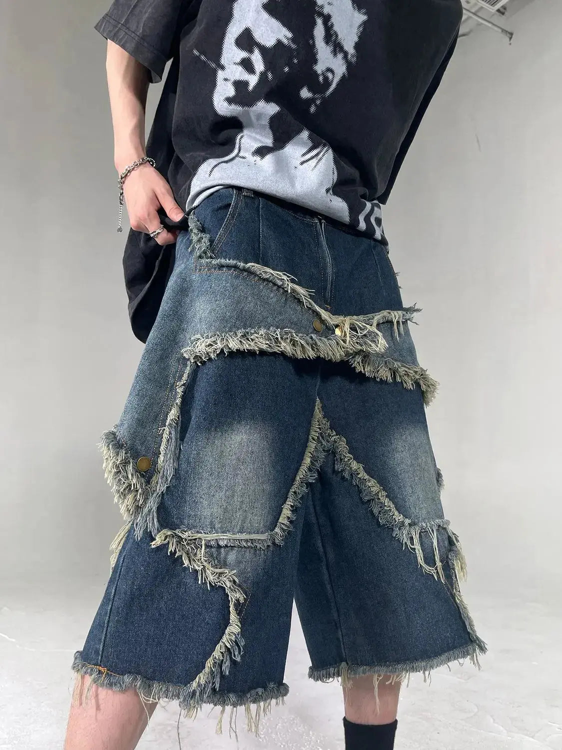 Vintage Y2K Star Patch Denim Short - Hominus Denim