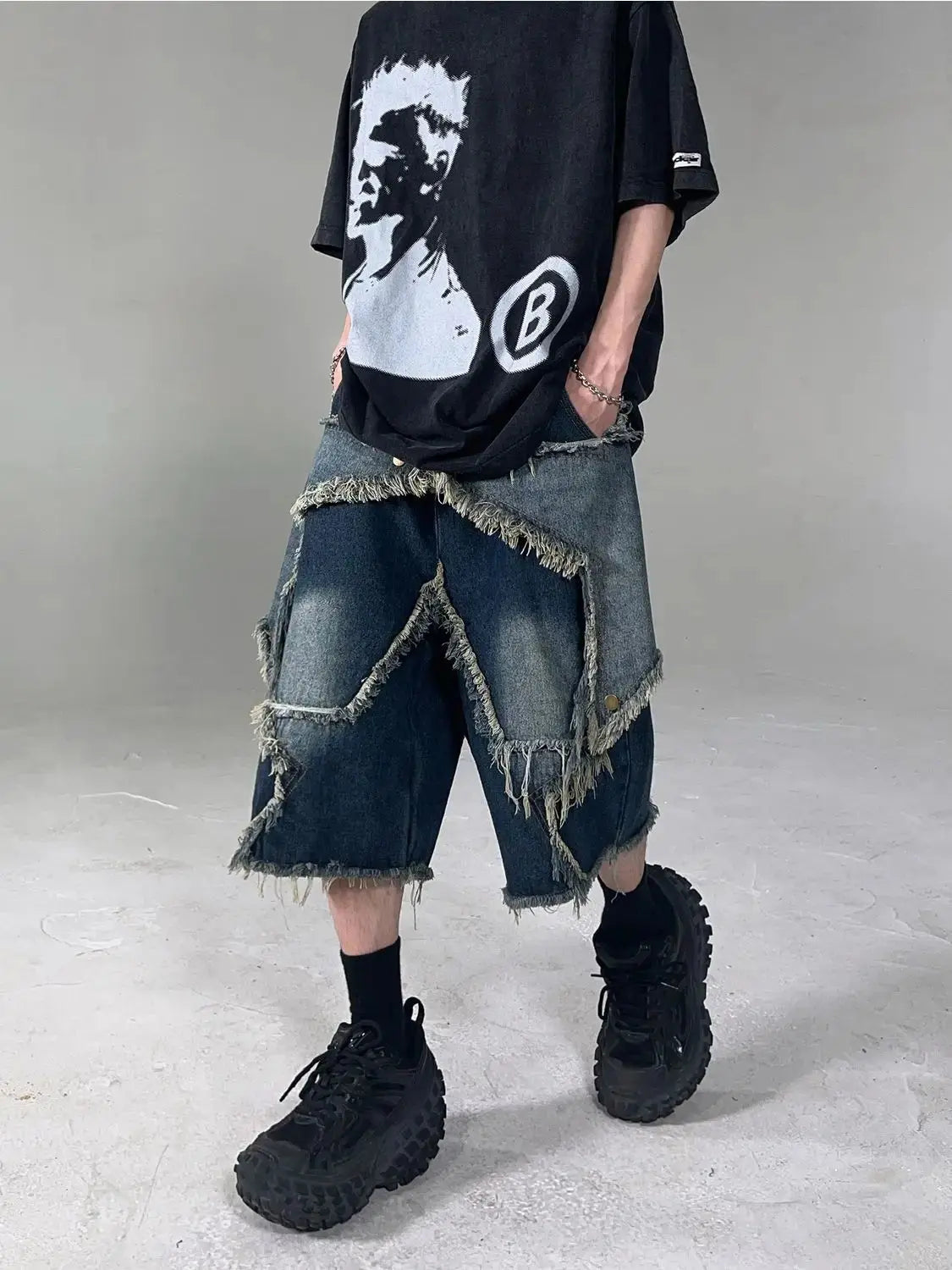 Vintage Y2K Star Patch Denim Short - Hominus Denim