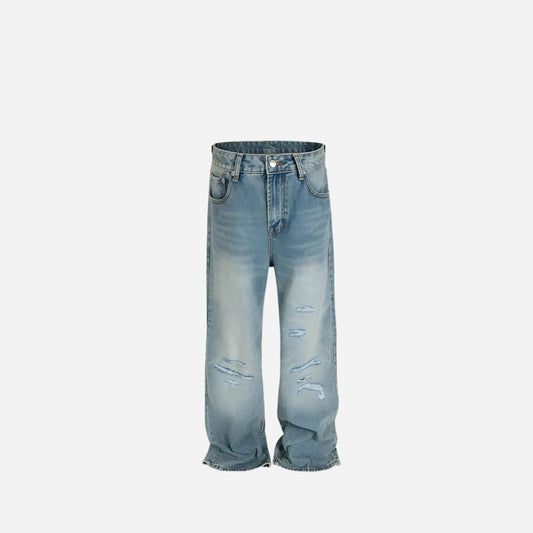 Washed Blue Ripped Baggy Denim Jean Hominus Denim
