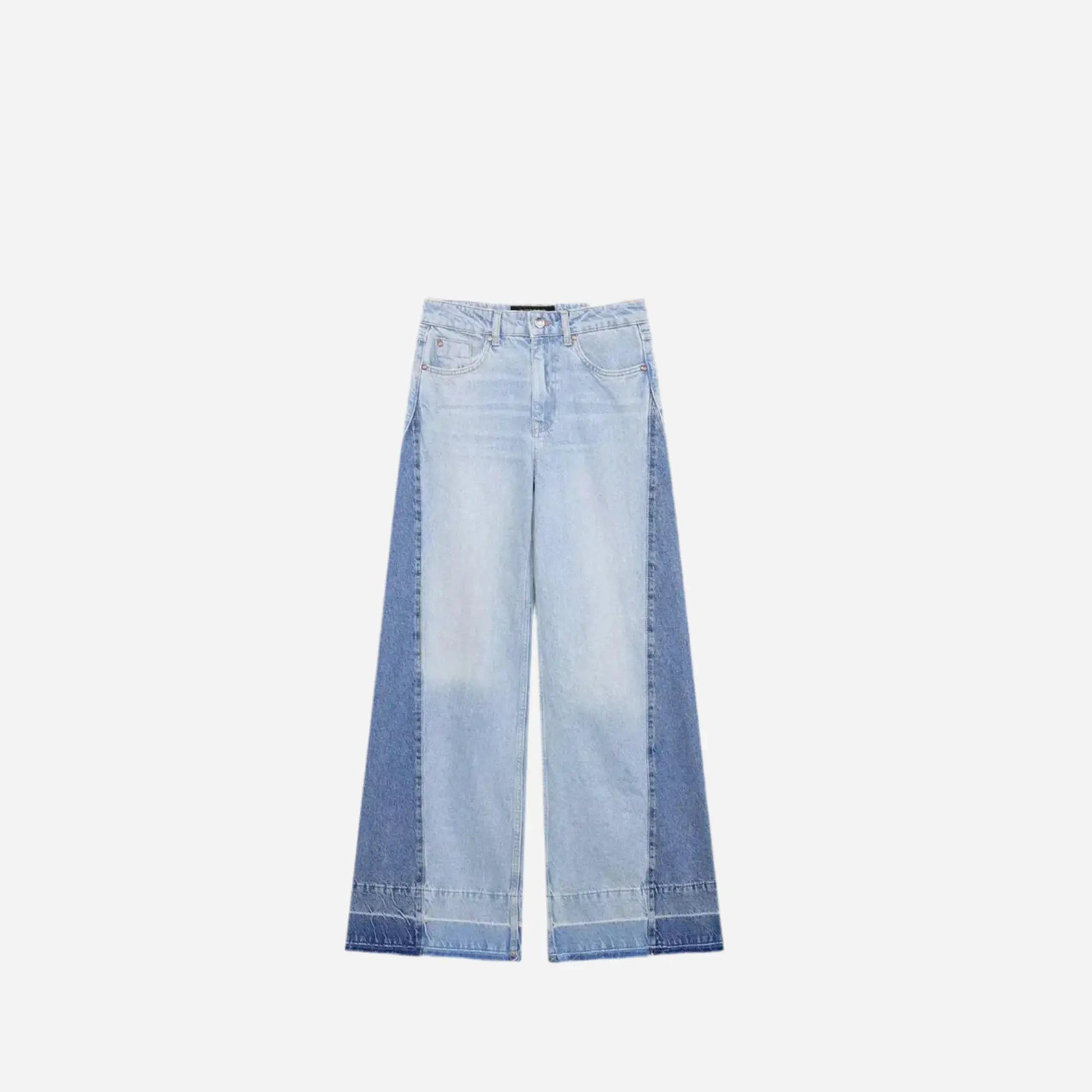 Washed Blue Spliced Flare Denim Jeans Hominus Denim