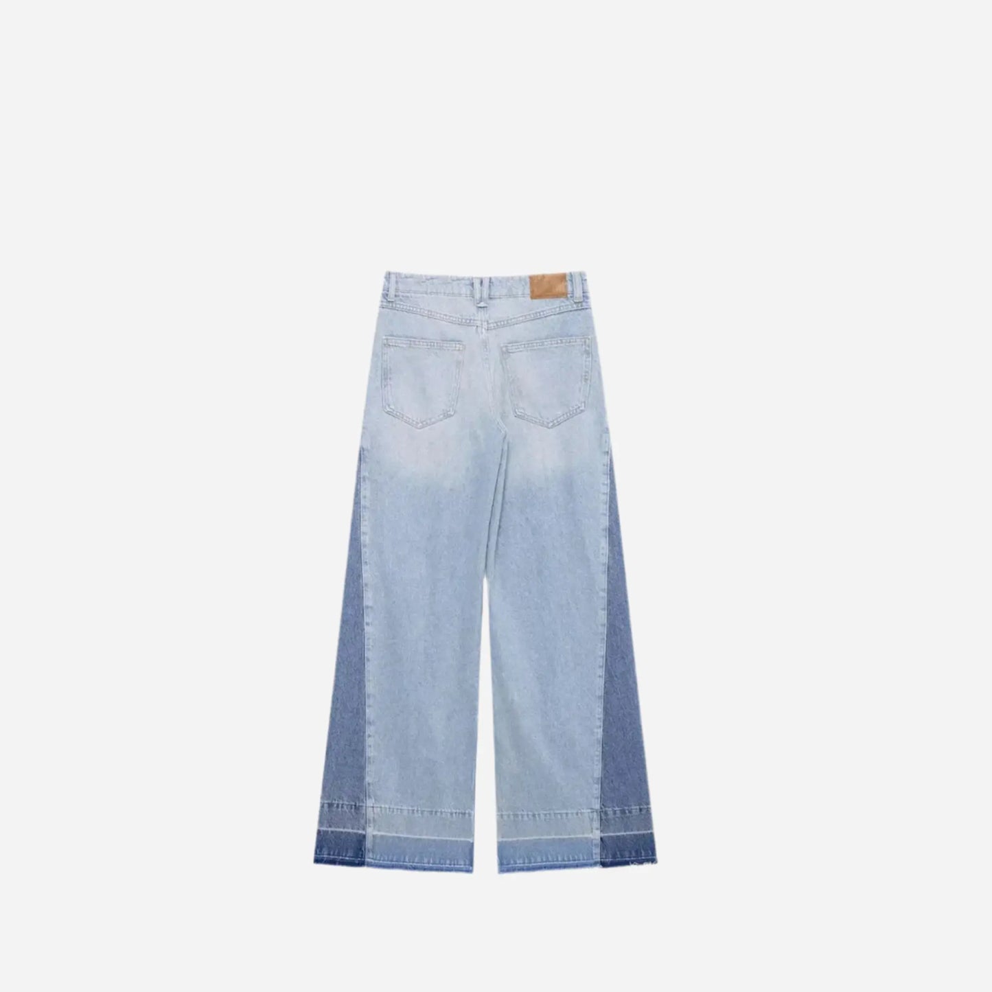 Washed Blue Spliced Flare Denim Jeans Hominus Denim