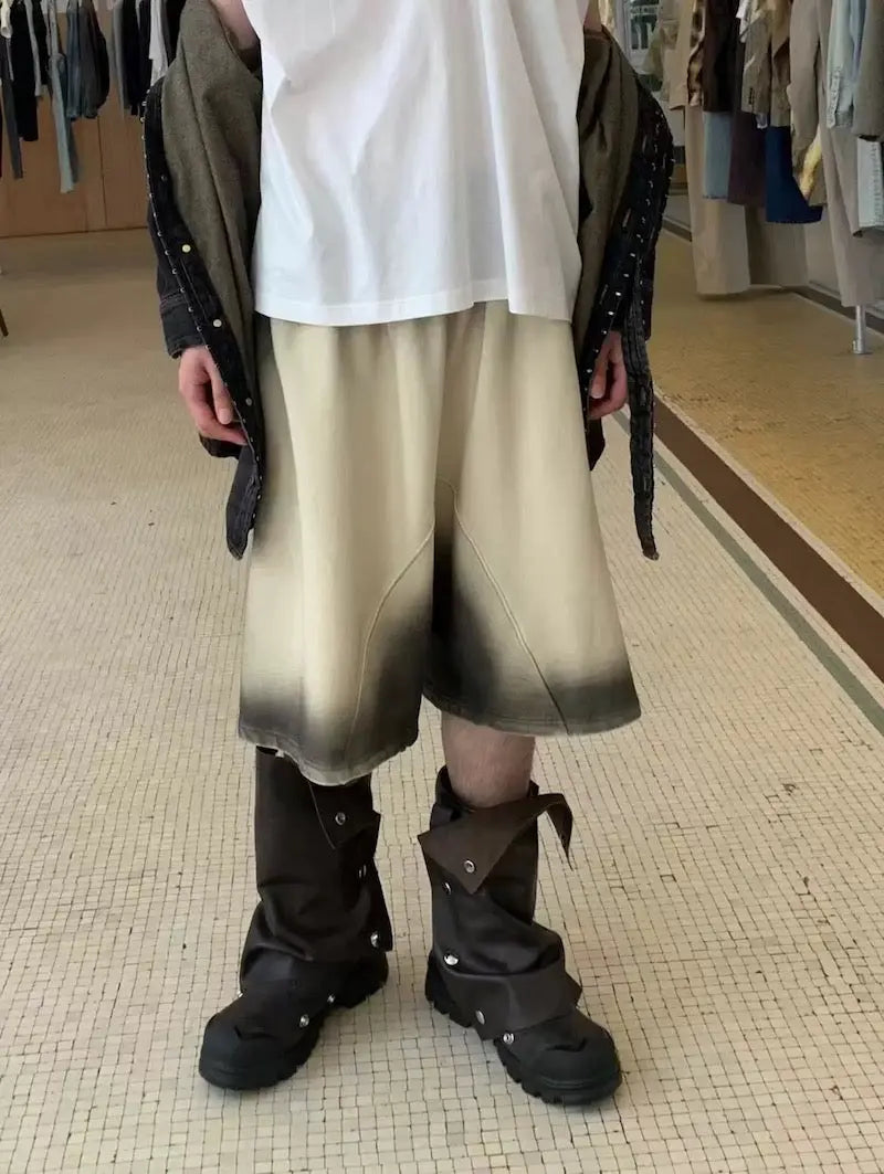 Washed Border Grunge Short Hominus Denim