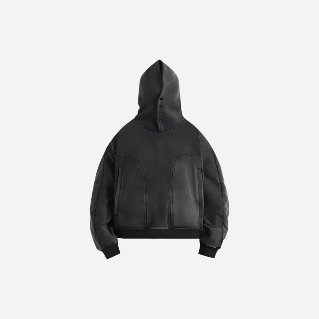 Washed Button Up Oversized Hoodie Hominus Denim