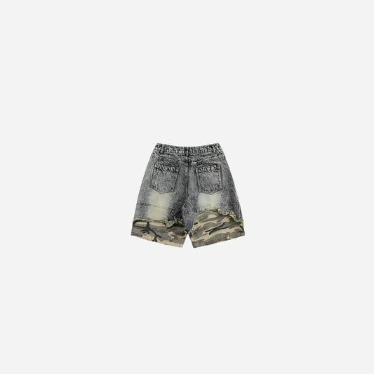 Washed Camouflage Ripped Vintage Denim Short Hominus Denim