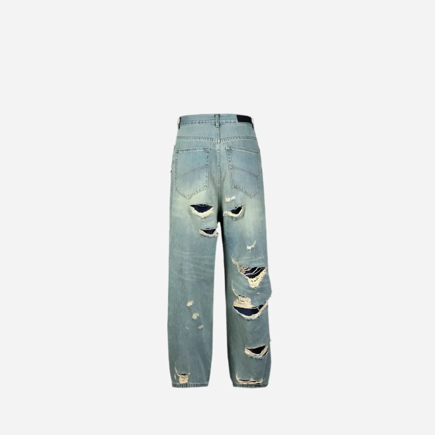 Washed Destroyed Wide Leg Baggy Jeans Hominus Denim