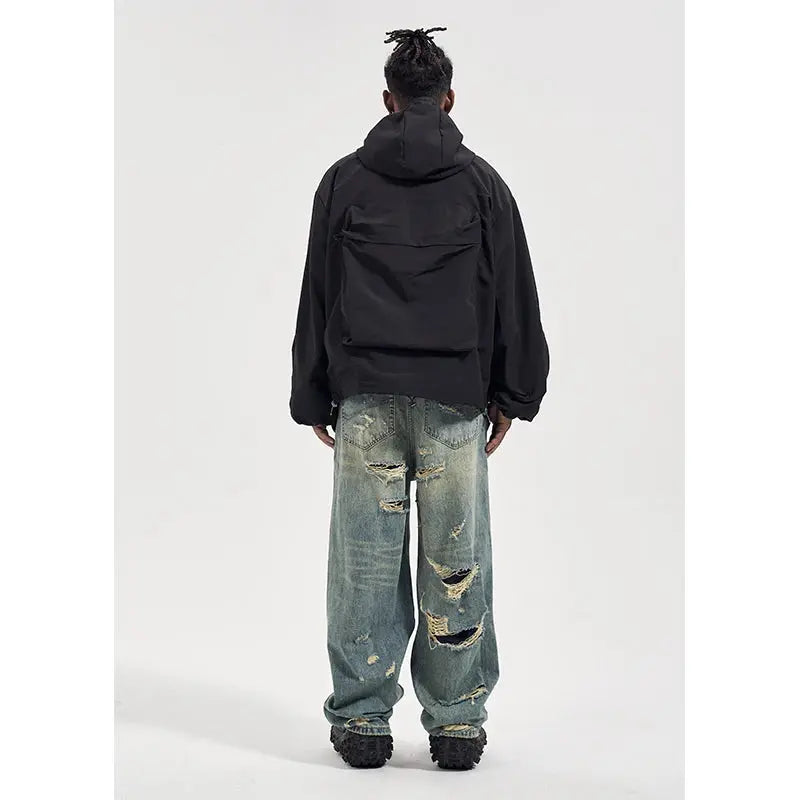 Washed Destroyed Wide Leg Baggy Jeans