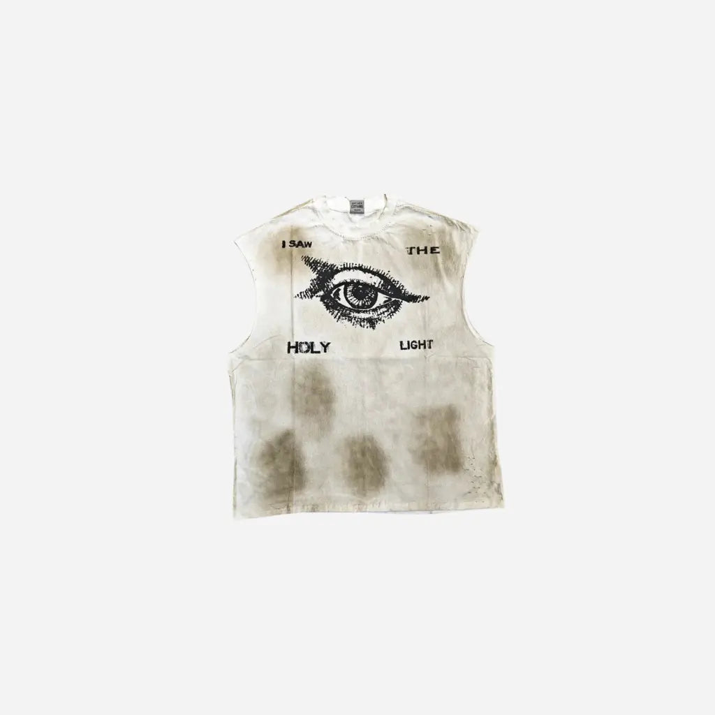 Washed Distressed Eye Printed Tank Top Hominus Denim